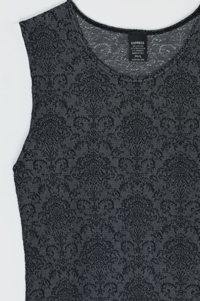 Vintage Y2k Dark Grey & Black Patterned Top #1