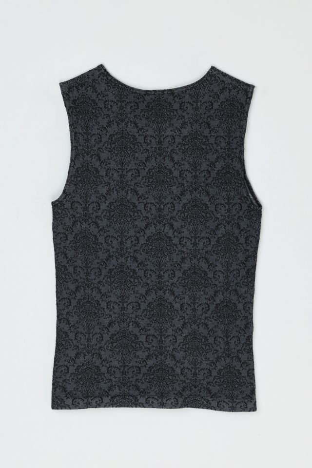 Vintage Y2k Dark Grey & Black Patterned Top #2