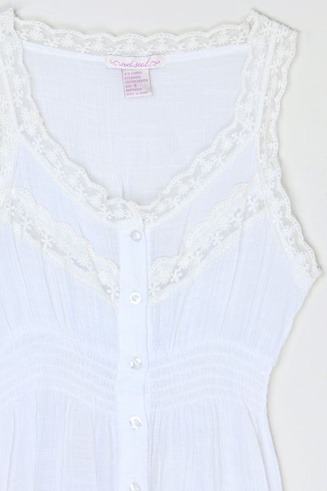 Vintage Y2k Lacy White Buttoned Mini Dress #1