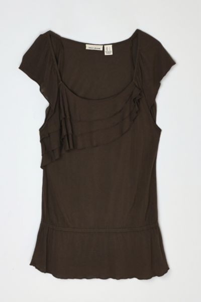 Vintage Y2k Dark Brown Jersey Mini Dress