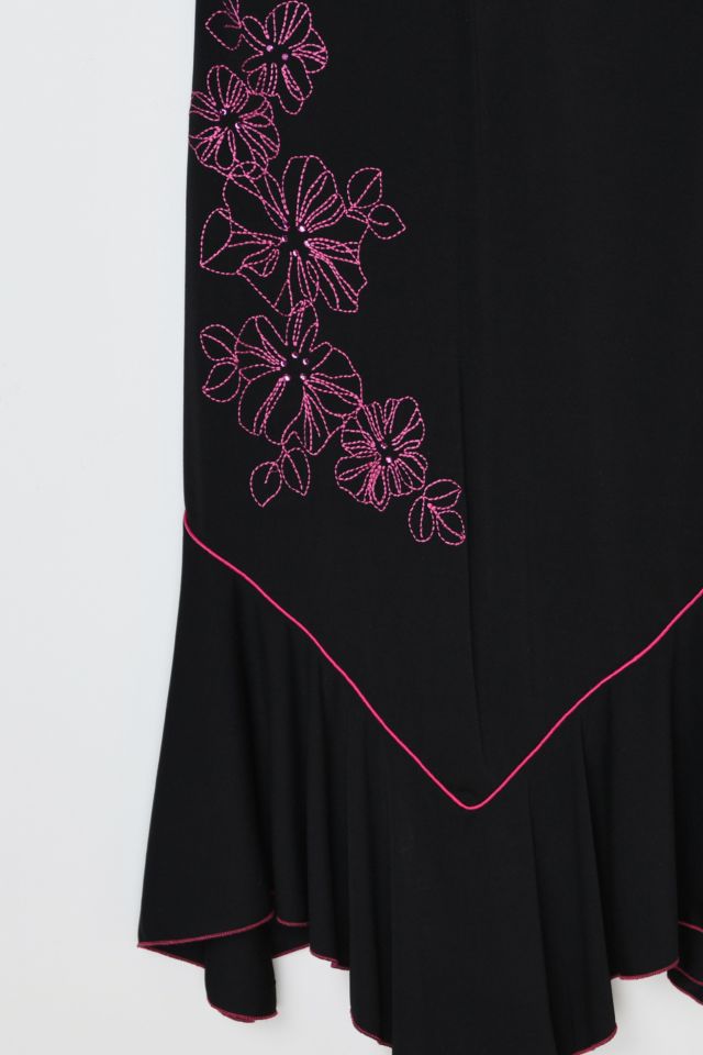 Vintage Y2k Pink & Black Embroidered Midi Dress #1