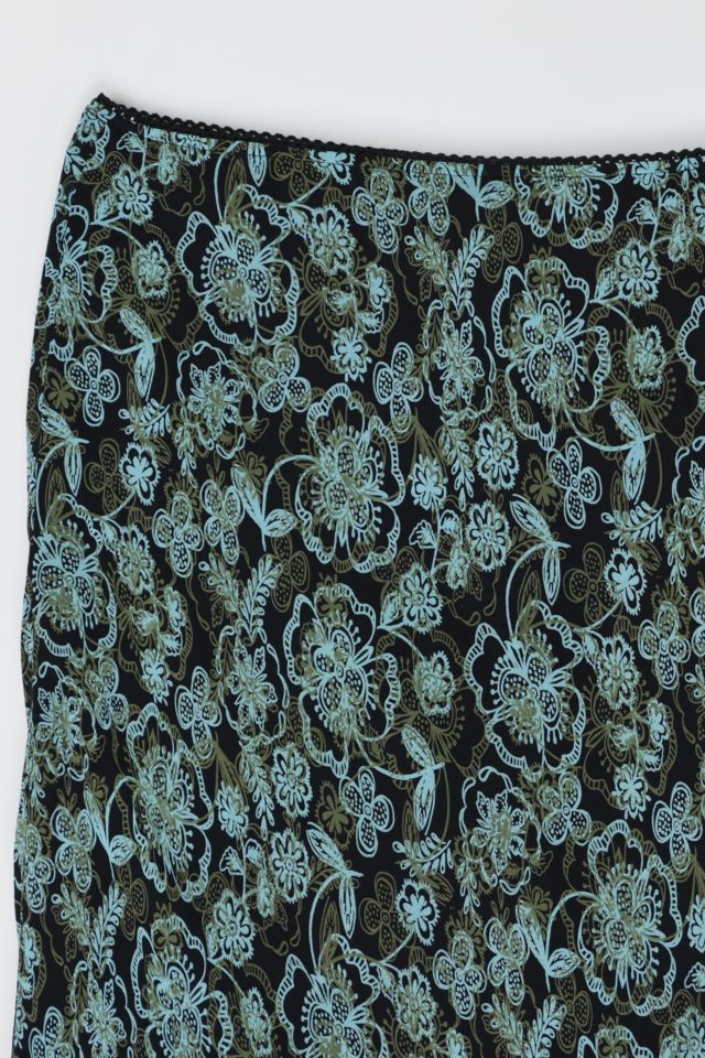Vintage Y2k Black & Teal Printed Maxi Skirt #1