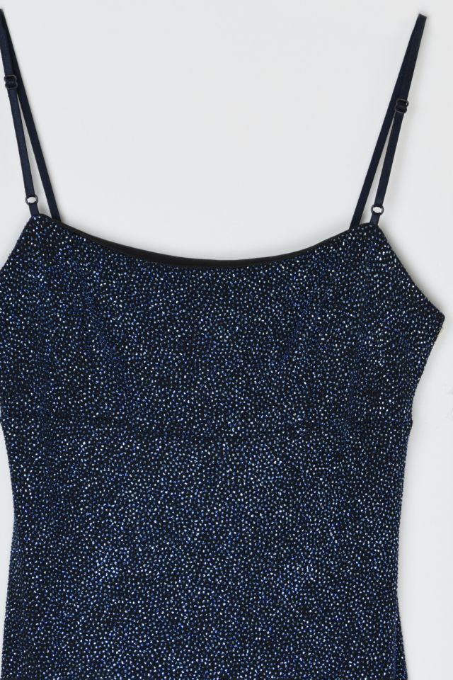 Vintage Y2k Dark Blue Glittered Midi Dress #1