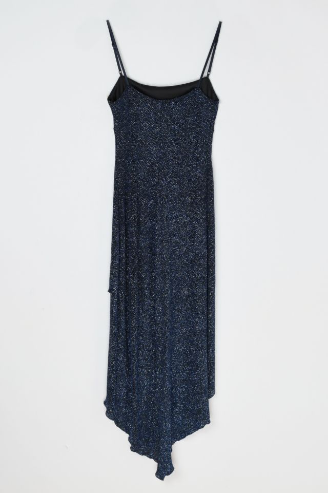 Vintage Y2k Dark Blue Glittered Midi Dress #3