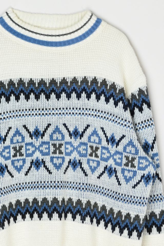 Vintage 90s Blue & White Fair Isle Sweater #1