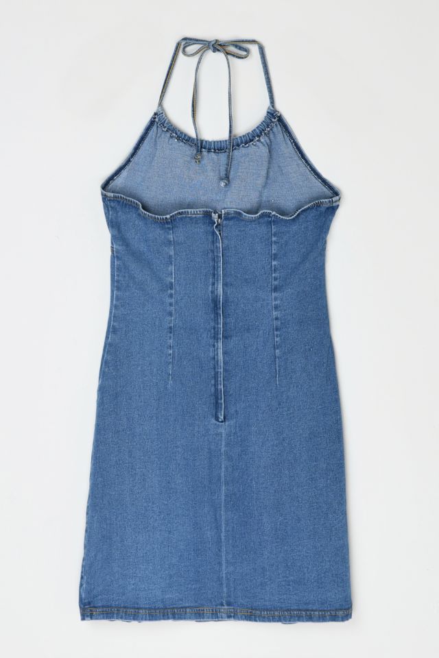 Vintage Y2k Denim Halter Mini Dress #2