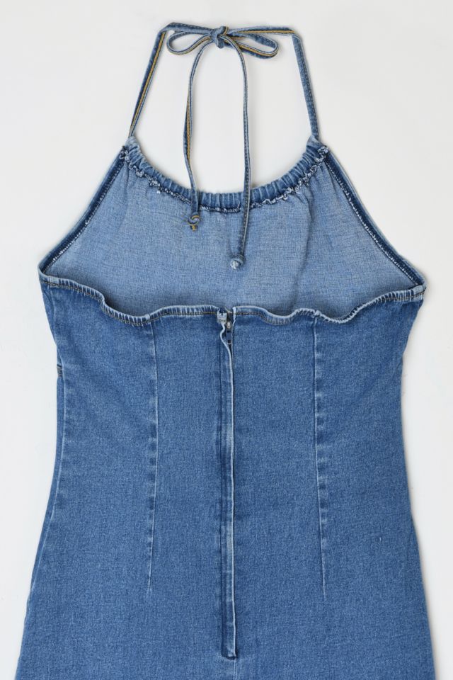 Vintage Y2k Denim Halter Mini Dress #3