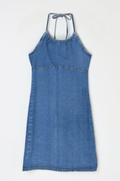Vintage Y2k Denim Halter Mini Dress