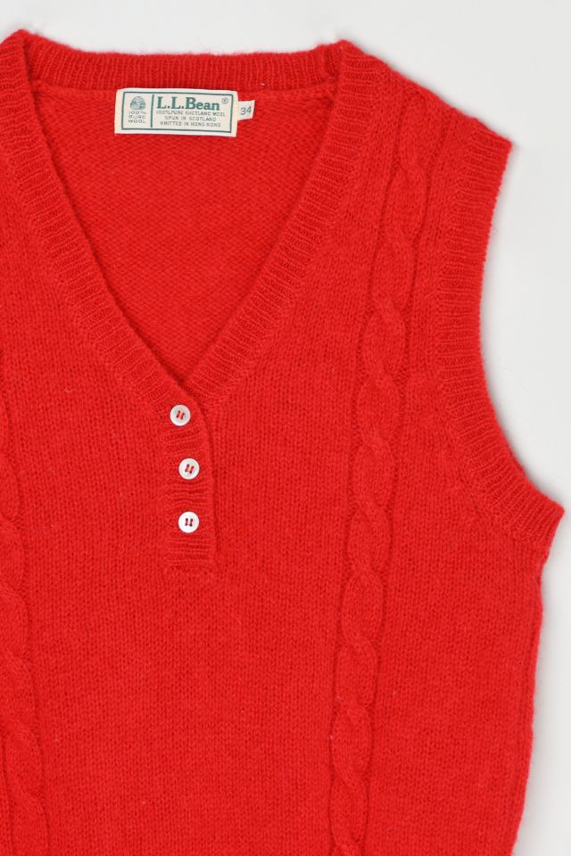 Vintage 90s L.L. Bean Red Shetland Wool Sweater Vest #1