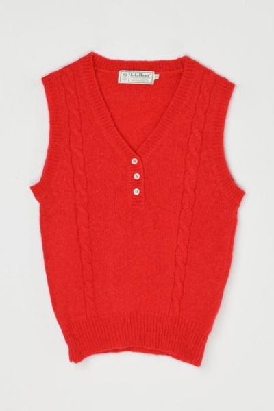 Vintage 90s L.L. Bean Red Shetland Wool Sweater Vest