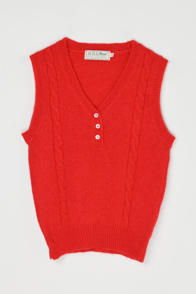 Vintage 90s L.L. Bean Red Shetland Wool Sweater Vest