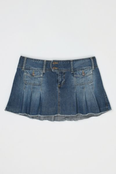 Vintage Y2k Pleated Denim Mini Skirt