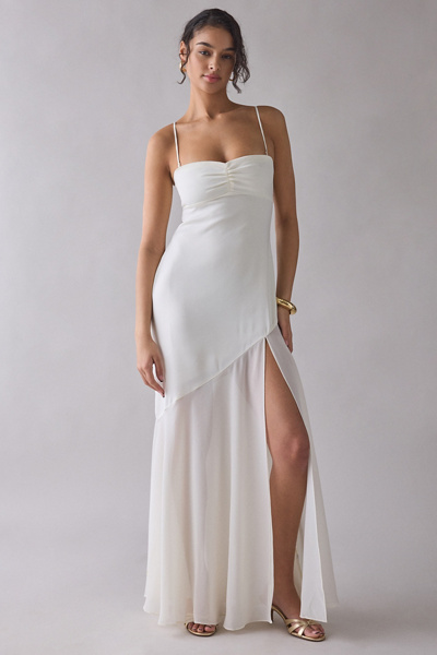 UO Sky High Sheer Illusion Asymmetric Maxi Dress #1