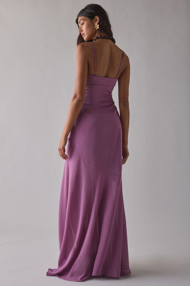 UO Sky High Sheer Illusion Asymmetric Maxi Dress | Urban Outfitters