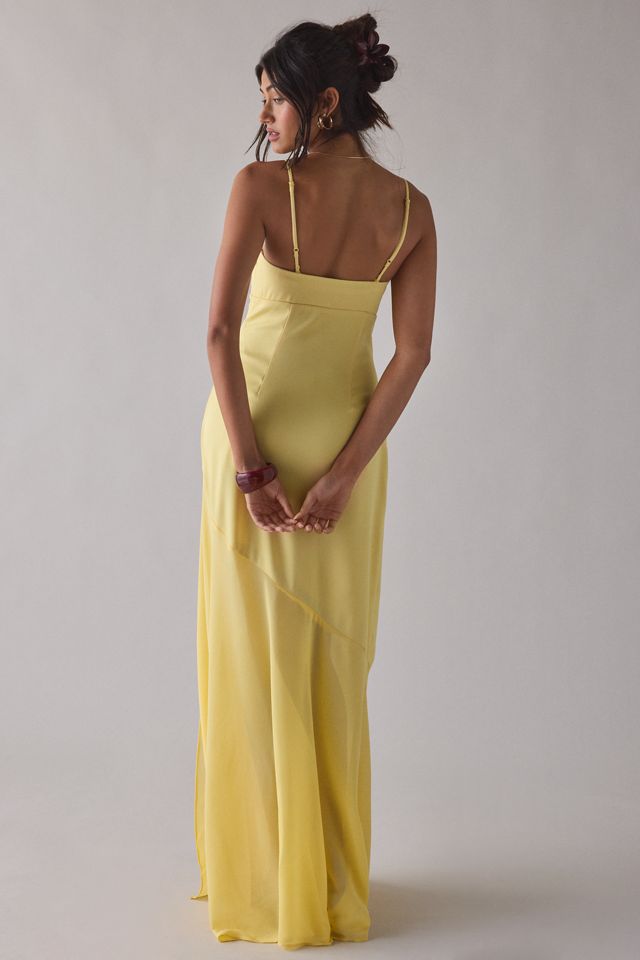 UO Sky High Sheer Illusion Asymmetric Maxi Dress #2