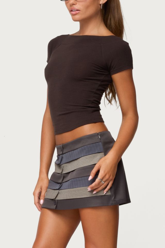 Edikted Kezi Mixed Pattern Tailored Mini Skirt #1