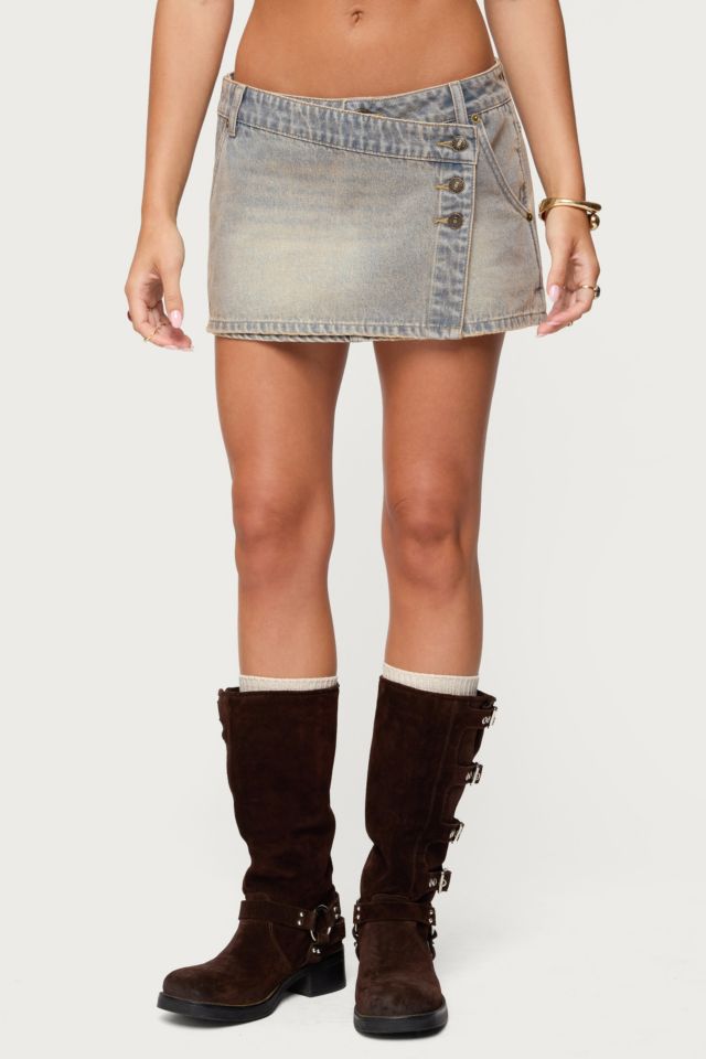 Edikted Wrap Mud Wash Denim Mini Skort #1