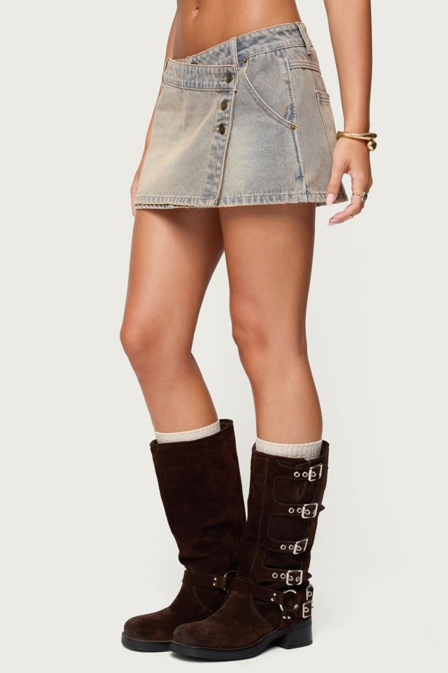 Edikted Wrap Mud Wash Denim Mini Skort #3