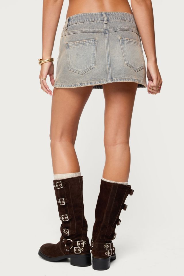 Edikted Wrap Mud Wash Denim Mini Skort #4