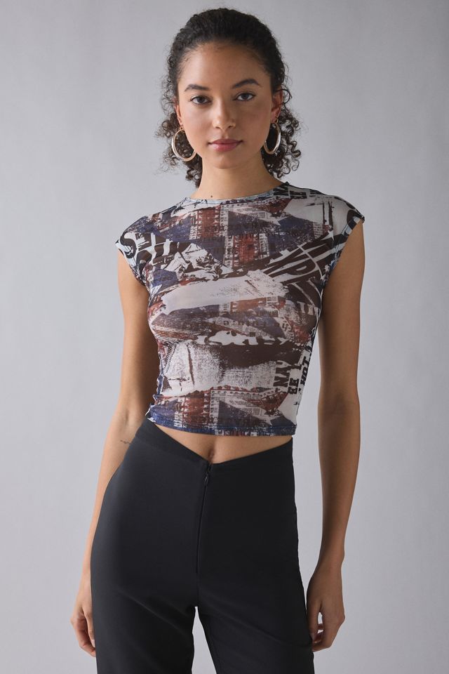 UO Rea Short Sleeve Sheer Mesh Baby Tee #1