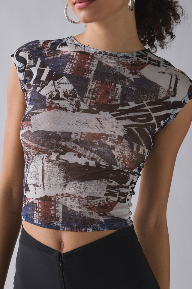 UO Rea Short Sleeve Sheer Mesh Baby Tee #4