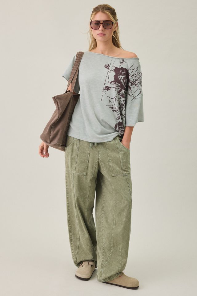 BDG Courtney Graphic Off-The-Shoulder Oversized Tee #1