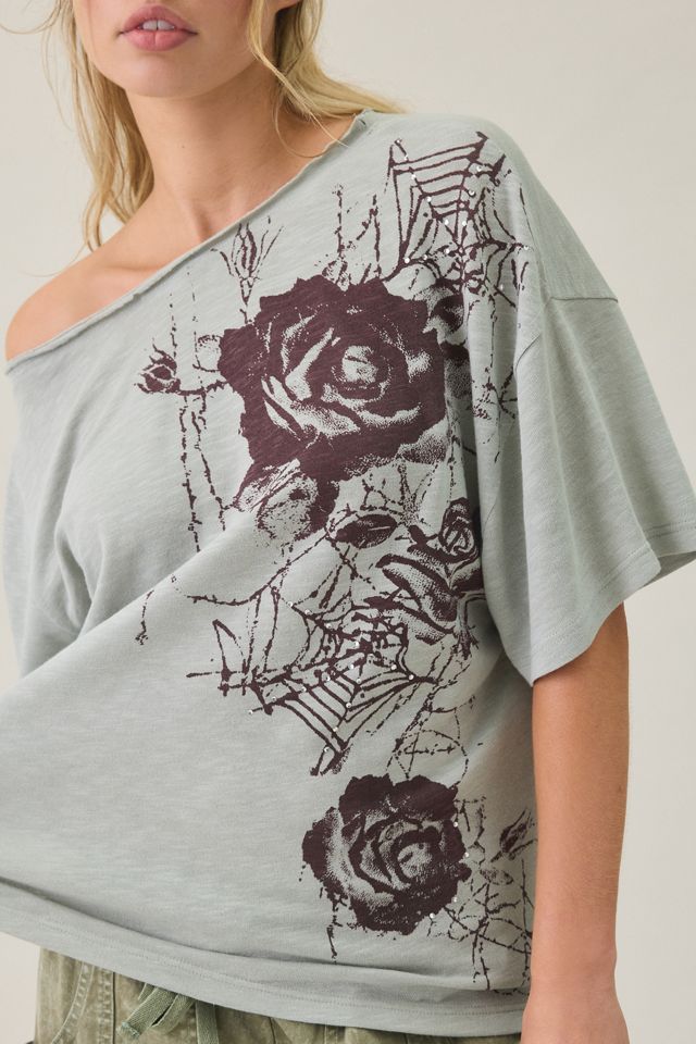 BDG Courtney Graphic Off-The-Shoulder Oversized Tee #2