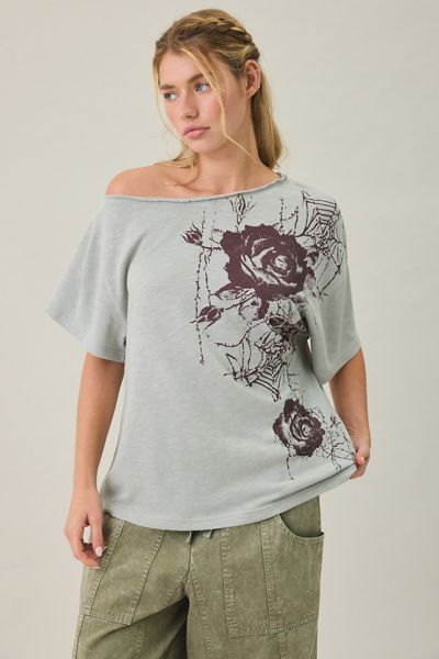 BDG Courtney Graphic Off-The-Shoulder Oversized Tee