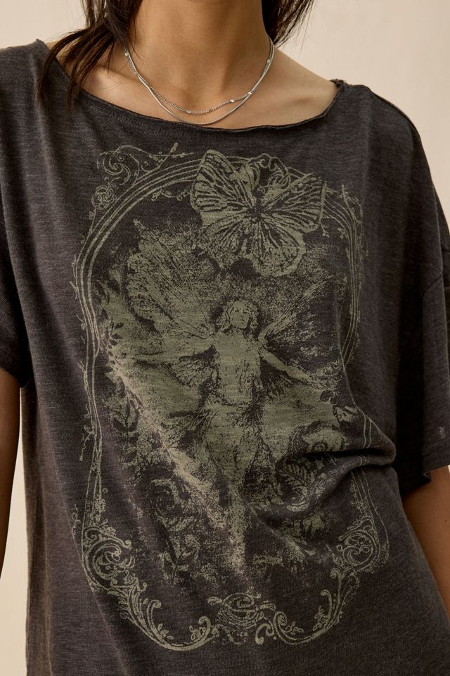 BDG Courtney Graphic Off-The-Shoulder Oversized Tee #2