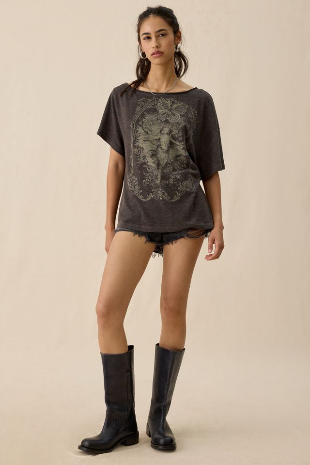 BDG Courtney Graphic Off-The-Shoulder Oversized Tee #3