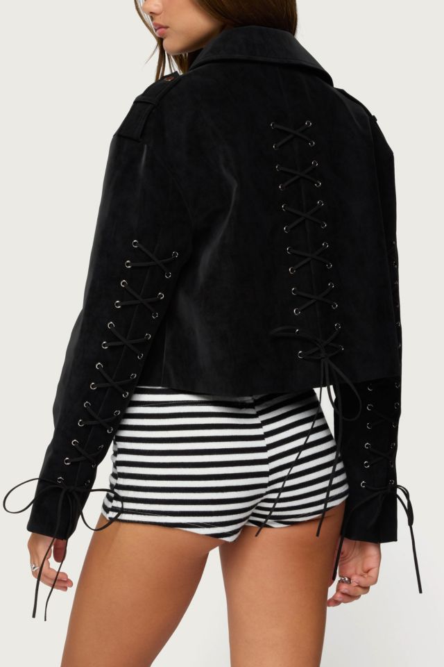 Edikted Ryder Faux Suede Biker Jacket #4