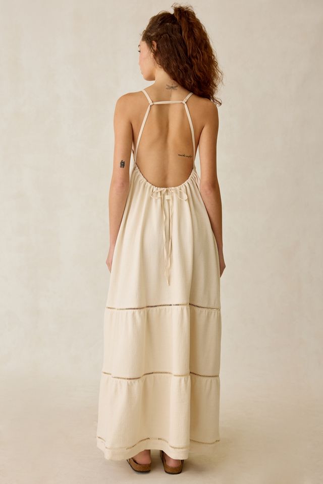 UGG Clarinda Cotton Open-Back Tiered Maxi Dress | Urban Outfitters