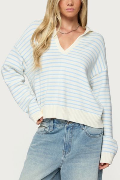 Edikted Copenhagen Oversized Striped Sweater In Light/blue/and, Women's At Urban Outfitters