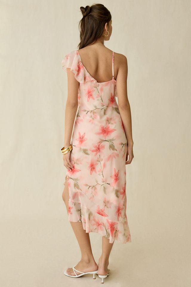floral ruffle chiffon asymmetric maxi dress Ruffle Pastel Floral Maxi Dress S