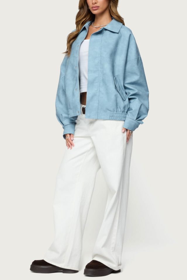 Edikted Oversized Washed Faux Leather Jacket #1
