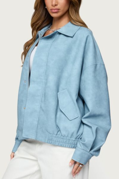 Edikted Oversized Washed Faux Leather Jacket