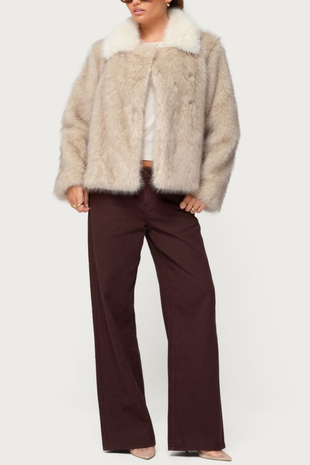Edikted Contrast Collar Faux Fur Jacket #1
