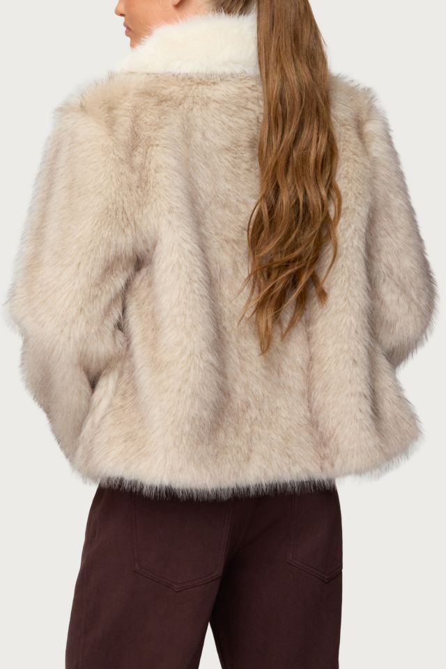 Edikted Contrast Collar Faux Fur Jacket #4