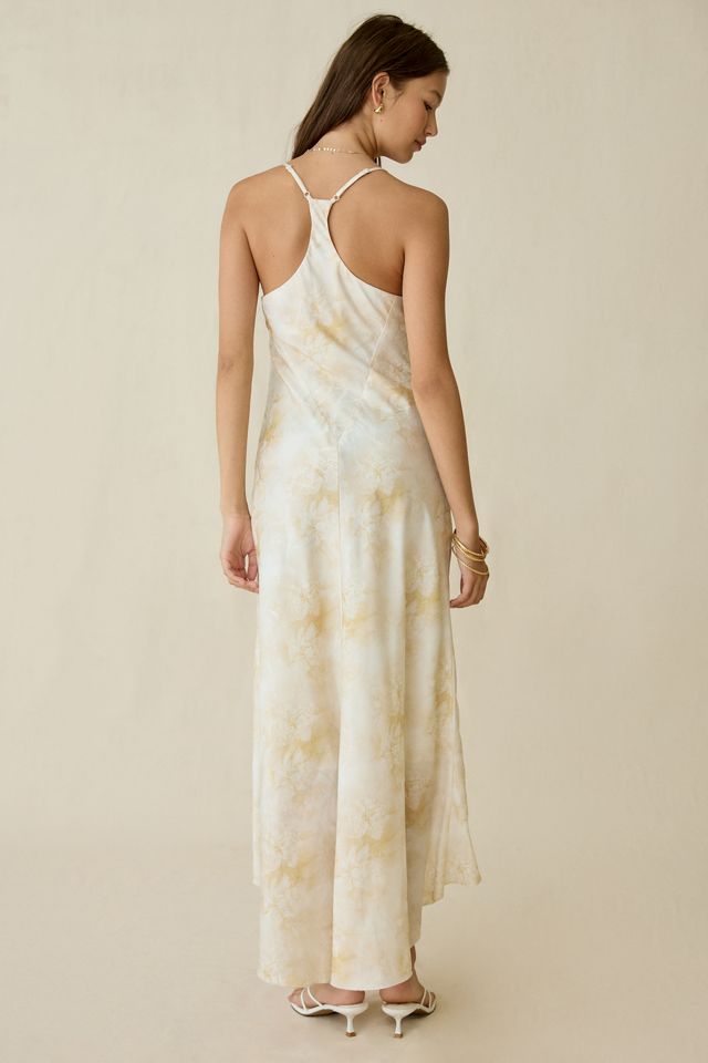 Robe maxi en satin imprimé botanique à ourlet asymétrique Kiss The Sky #4