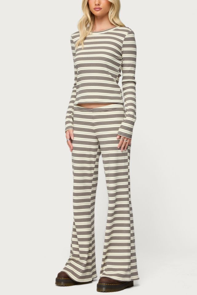 Edikted Avalie Striped Ribbed Long Sleeve T Shirt #1
