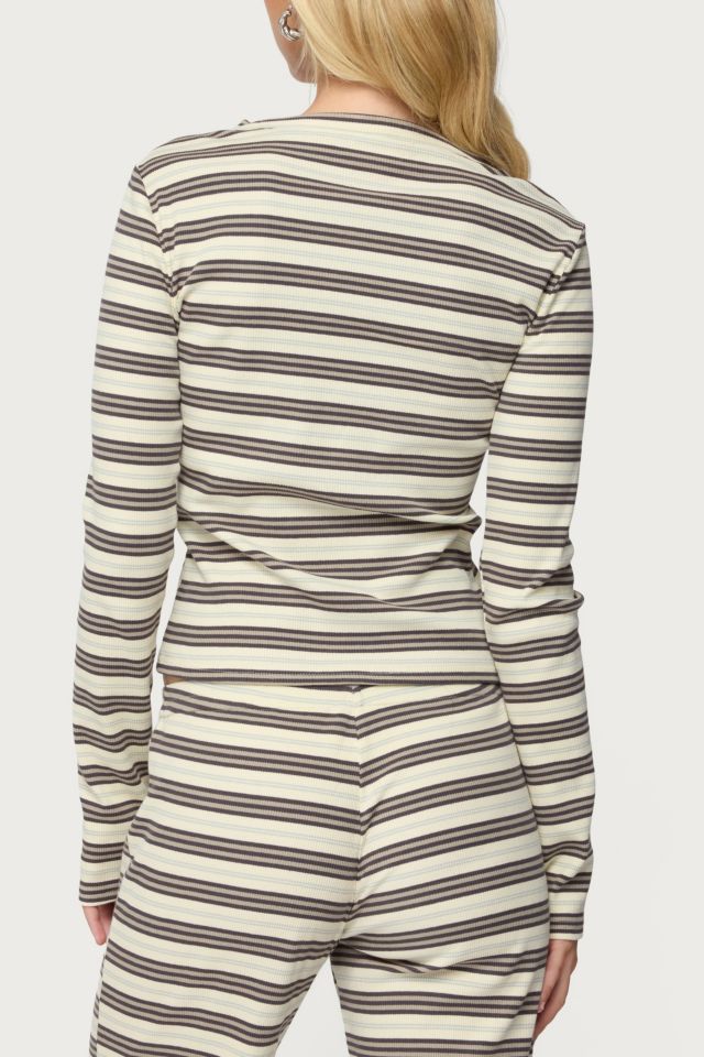 Edikted Avalie Striped Ribbed Long Sleeve T Shirt #4