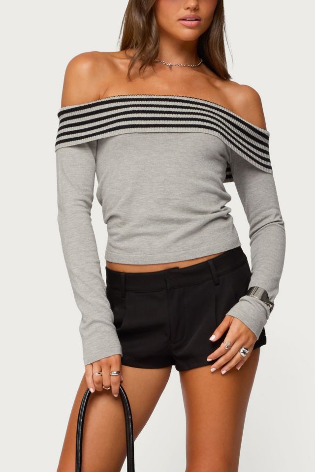 Edikted Leetal Stripey Foldover Knit Top #3