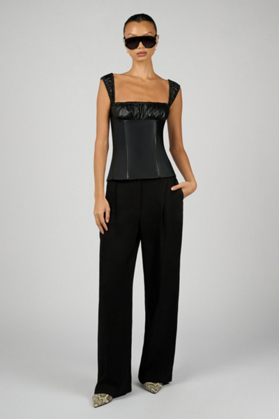 WeWoreWhat Ruched Faux Leather Corset