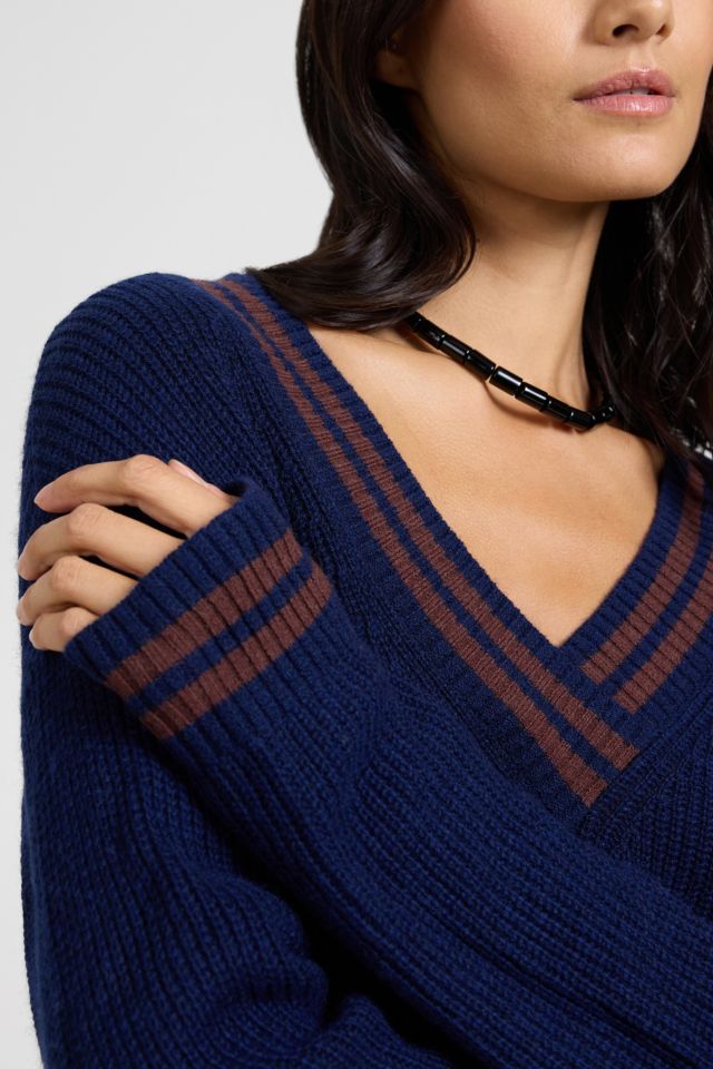Onia Deep V-neck Varsity Pullover Sweater #1