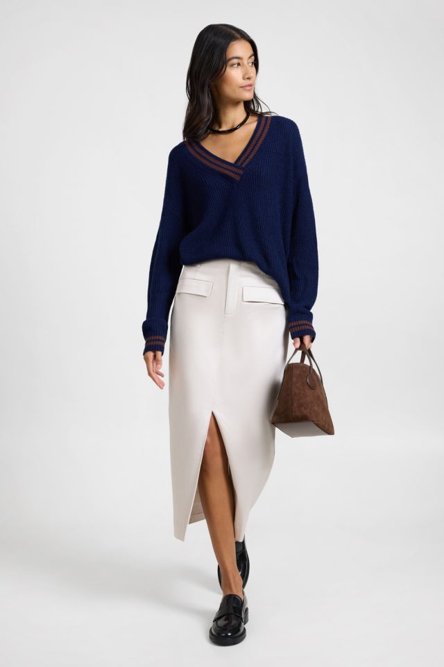 Onia Deep V-neck Varsity Pullover Sweater #2