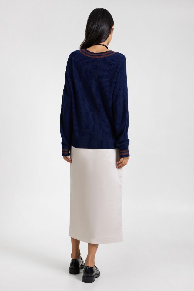 Onia Deep V-neck Varsity Pullover Sweater #3