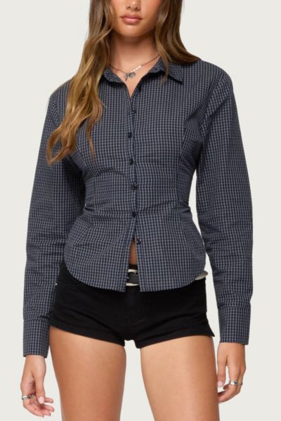 Edikted Lisbet Checkered Button Up Shirt