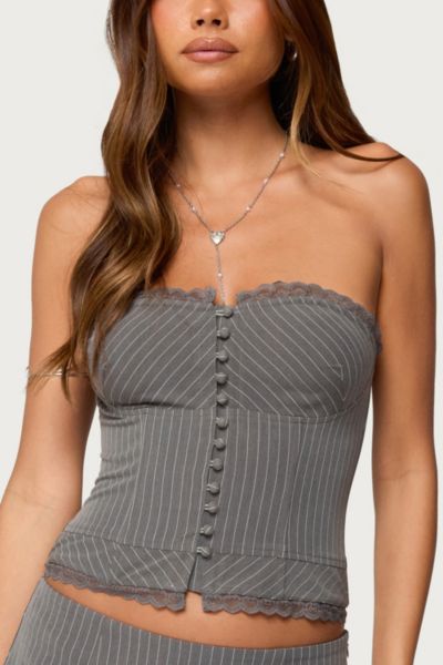 Edikted Mona Lacey Pinstripe Strapless Corset