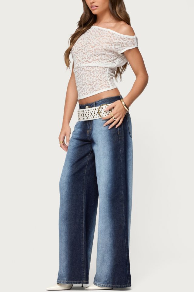 Edikted Kessa Sheer Lace Off Shoulder Top #1