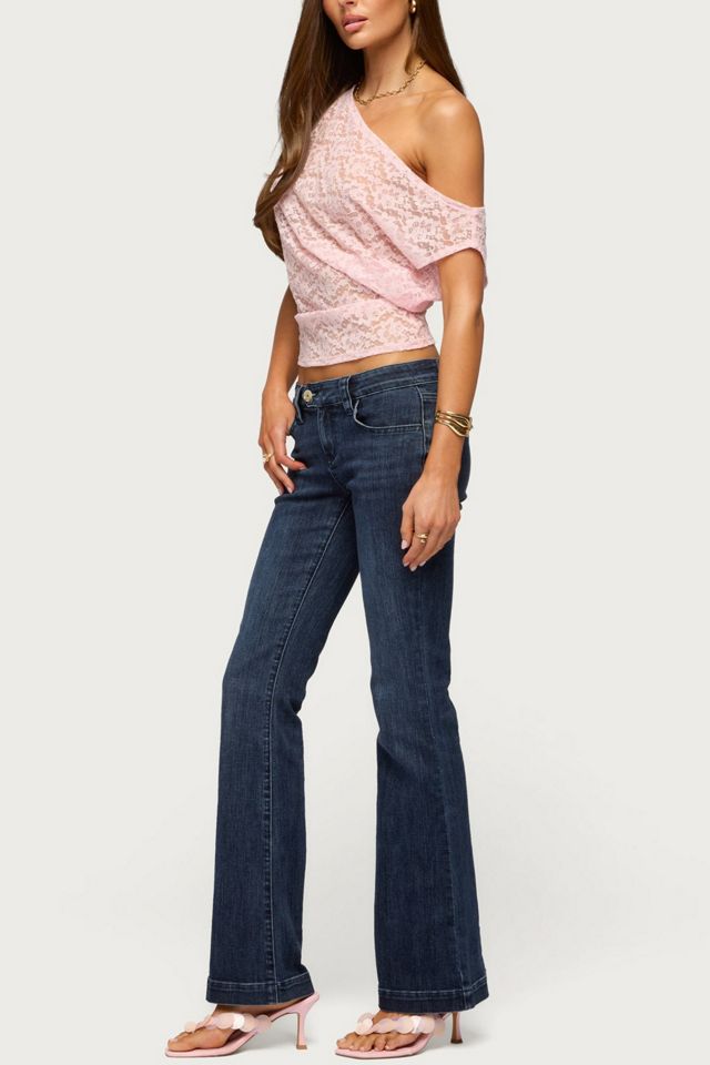 Edikted Kessa Sheer Lace Off Shoulder Top | Urban Outfitters